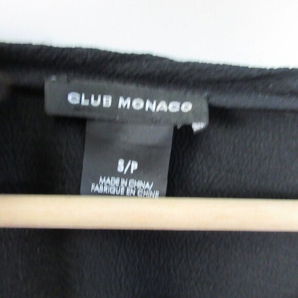 Club Monaco Silk Tunic Top Women S Black Boatneck Leather Sleeve Classy 94 - Picture 3 of 8